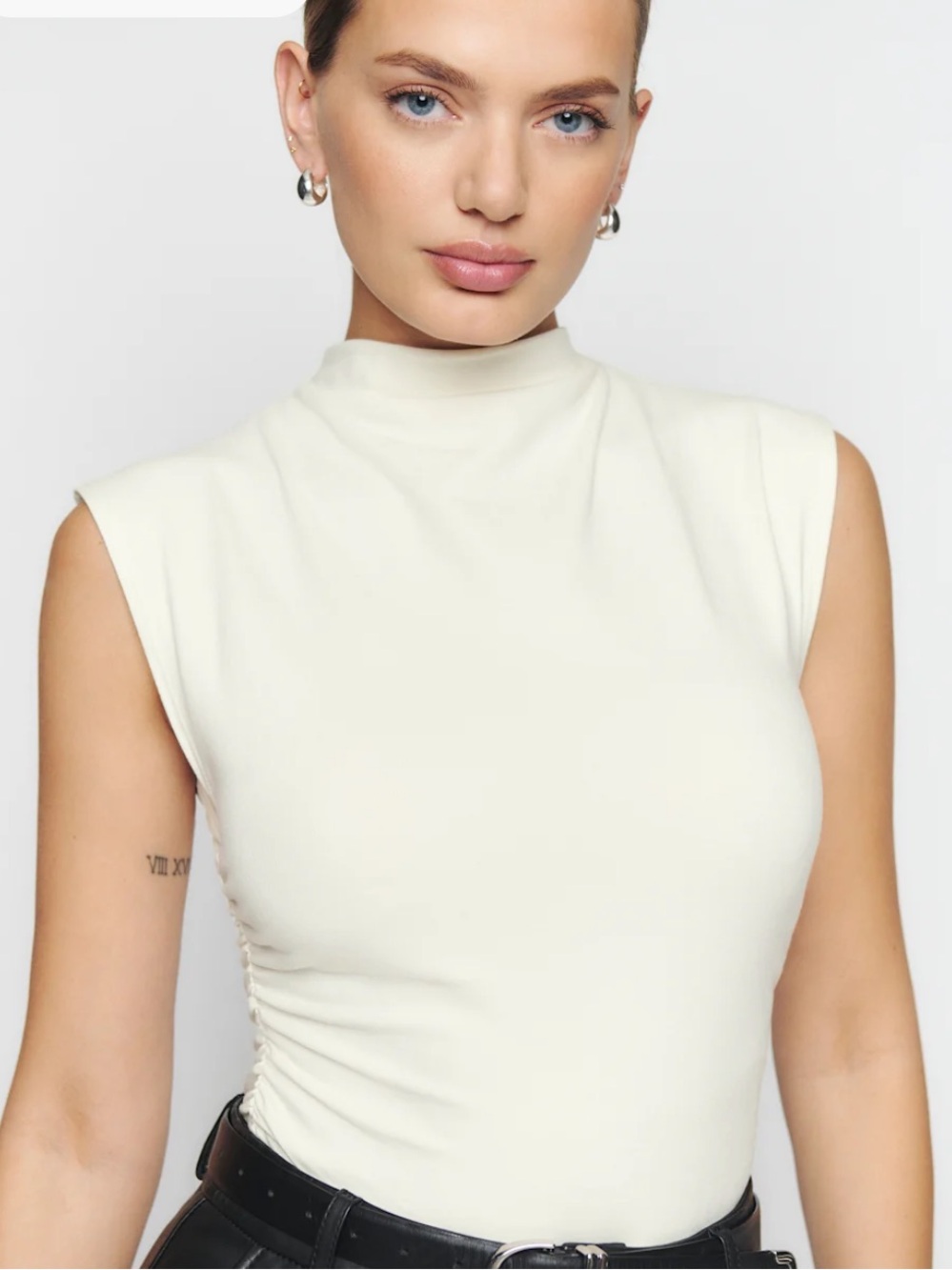 Reformation Cream Mock Neck Sleeveless Tank